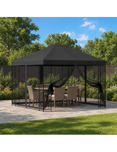 Gazebo da giardino con pareti laterali 3 x 3 m Antracite