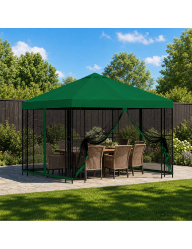 Gazebo da giardino con pareti laterali 3 x 3 m Verde