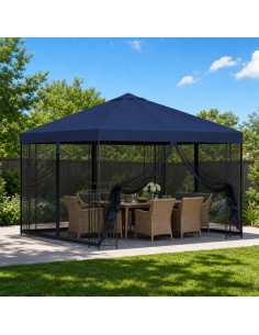 Gazebo da giardino con pareti laterali 3 x 3 m Blu