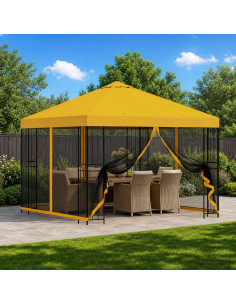 Gazebo da giardino con pareti laterali 3 x 3 m Giallo