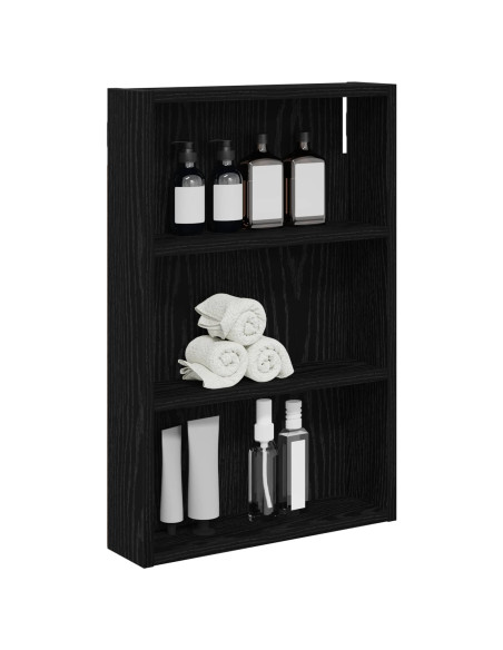Armadio da bagno a muro Rovere Nero 40 x 10 x 60,5 cm
