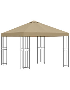 Gazebo 3 x 3 m Beige Poliestere e Acciaio 190 gsm 2