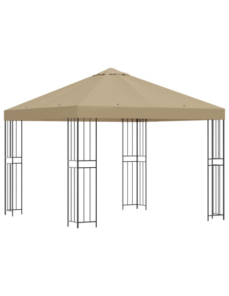 Gazebo 3 x 3 m Beige Poliestere e Acciaio 190 gsm