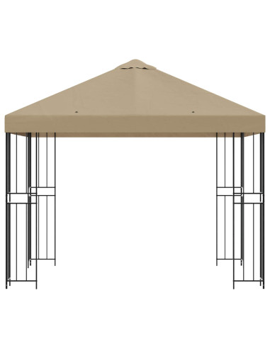 Gazebo 3 x 3 m Beige Poliestere e Acciaio 190 gsm