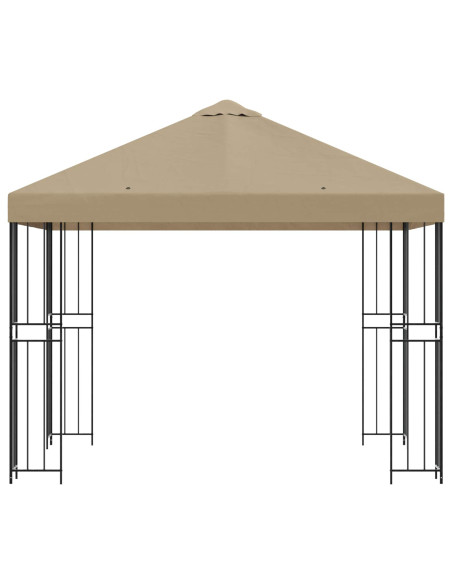 Gazebo 3 x 3 m Beige Poliestere e Acciaio 190 gsm