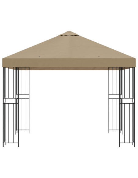 Gazebo 3 x 3 m Beige Poliestere e Acciaio 190 gsm