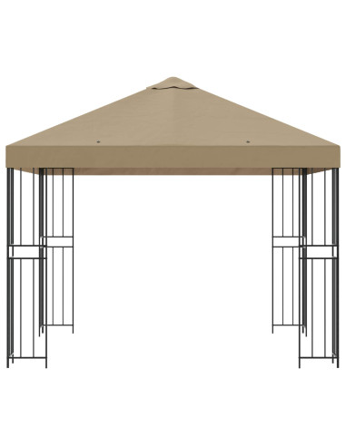 Gazebo 3 x 3 m Beige Poliestere e Acciaio 190 gsm