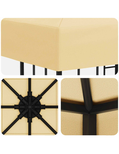 Gazebo 3 x 3 m Crema Poliestere e Acciaio 190 gsm