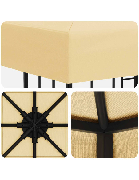 Gazebo 3 x 3 m Crema Poliestere e Acciaio 190 gsm
