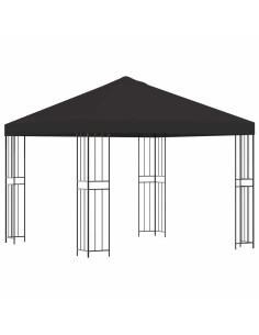 Gazebo 3 x 3 m Antracite Poliestere e Acciaio 190 gsm 2