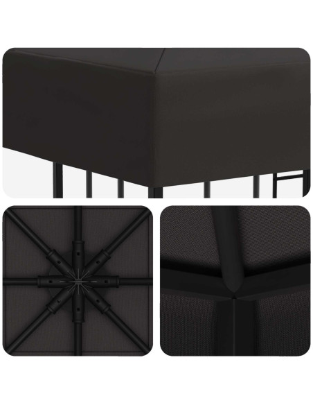Gazebo 3 x 3 m Antracite Poliestere e Acciaio 190 gsm