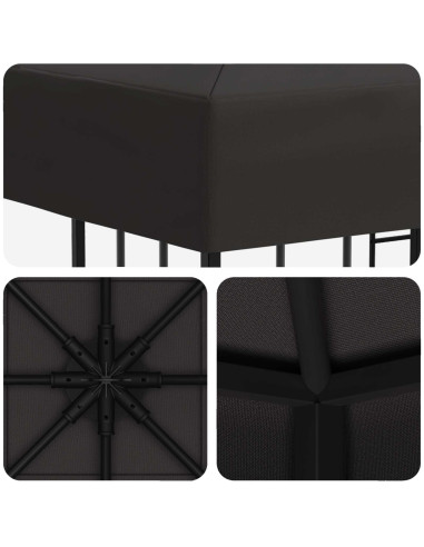 Gazebo 3 x 3 m Antracite Poliestere e Acciaio 190 gsm