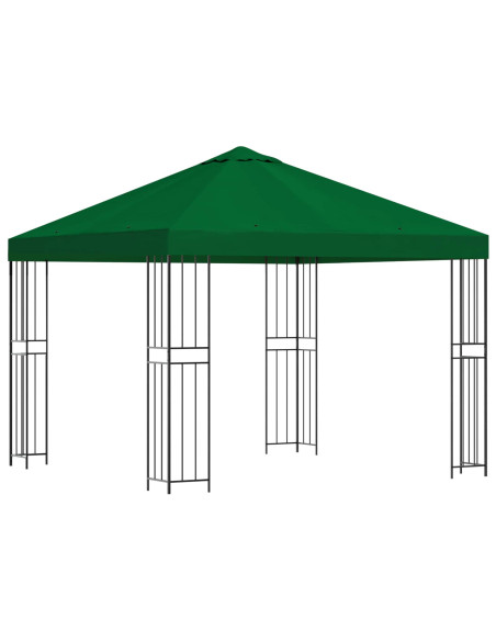 Gazebo 3 x 3 m Verde Poliestere e Acciaio 190 gsm