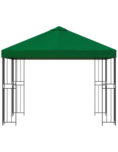 Gazebo 3 x 3 m Verde Poliestere e Acciaio 190 gsm