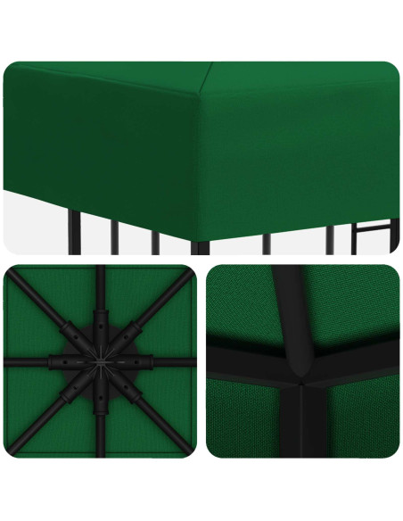 Gazebo 3 x 3 m Verde Poliestere e Acciaio 190 gsm