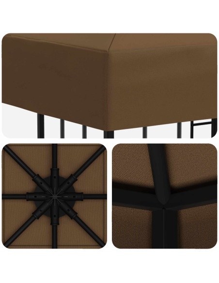 Gazebo 3 x 3 m Tortora Poliestere e Acciaio 190 gsm