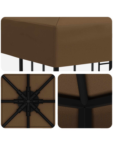 Gazebo 3 x 3 m Tortora Poliestere e Acciaio 190 gsm