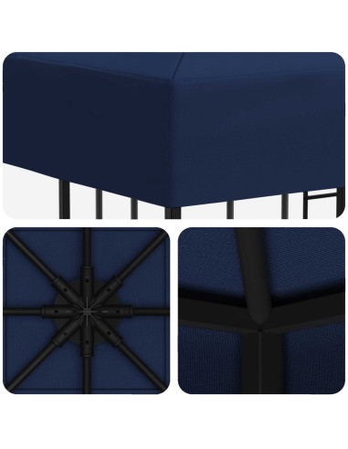 Gazebo 3 x 3 m Blu Poliestere e Acciaio 190 gsm