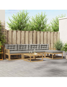 Set di divani da esterno 6 pcs Bianco e Grigio Chiaro