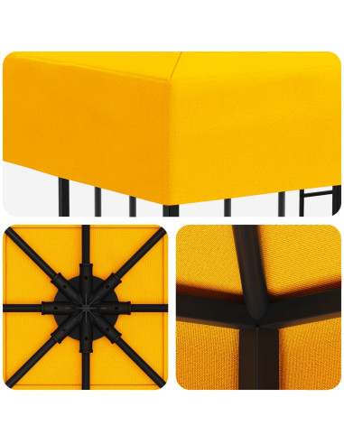 Gazebo 3 x 3 m Giallo Poliestere e Acciaio 190 gsm