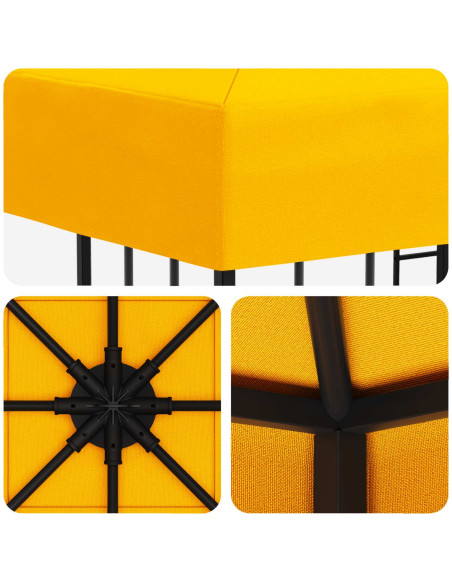 Gazebo 3 x 3 m Giallo Poliestere e Acciaio 190 gsm