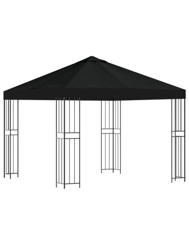 Gazebo 3 x 3 m Nero Poliestere e Acciaio 190 gsm