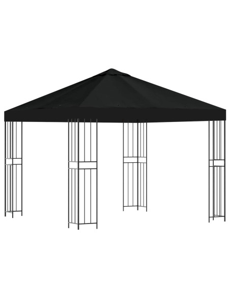 Gazebo 3 x 3 m Nero Poliestere e Acciaio 190 gsm