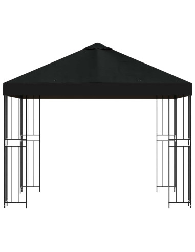 Gazebo 3 x 3 m Nero Poliestere e Acciaio 190 gsm