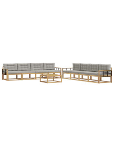 Set di divani da esterno 9 pcs Bianco e Grigio Chiaro 2