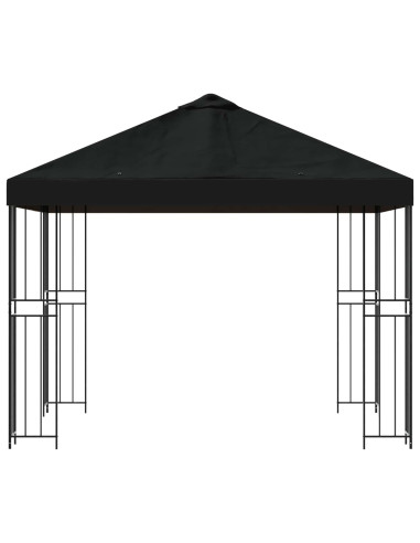 Gazebo 3 x 3 m Nero Poliestere e Acciaio 190 gsm