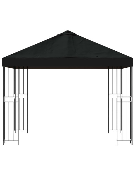 Gazebo 3 x 3 m Nero Poliestere e Acciaio 190 gsm