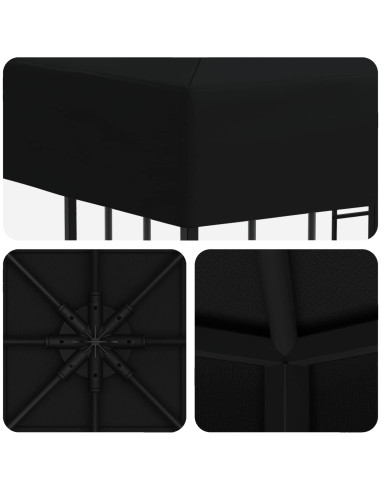 Gazebo 3 x 3 m Nero Poliestere e Acciaio 190 gsm