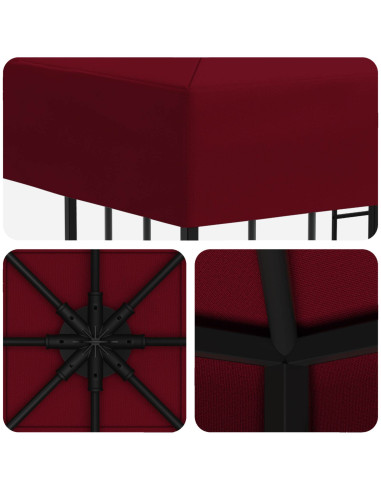 Gazebo 3 x 3 m Borgogna Poliestere e Acciaio 190 gsm