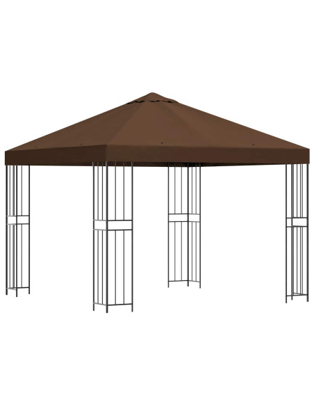 Gazebo 3 x 3 m Marrone Poliestere e Acciaio 190 gsm