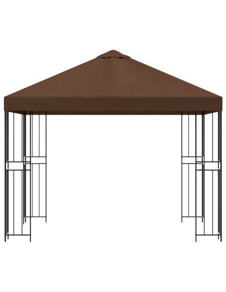 Gazebo 3 x 3 m Marrone Poliestere e Acciaio 190 gsm