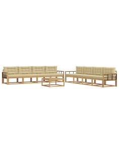 Set di divani da esterno 9 pcs Bianco e Beige 79 x 79 x 37 cm 2