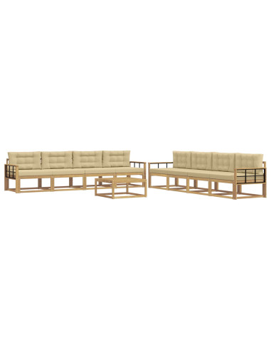 Set di divani da esterno 9 pcs Bianco e Beige 79 x 79 x 37 cm