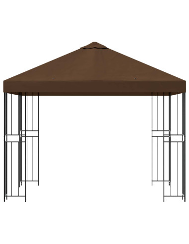 Gazebo 3 x 3 m Marrone Poliestere e Acciaio 190 gsm