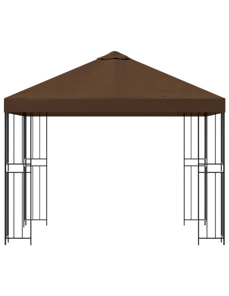 Gazebo 3 x 3 m Marrone Poliestere e Acciaio 190 gsm