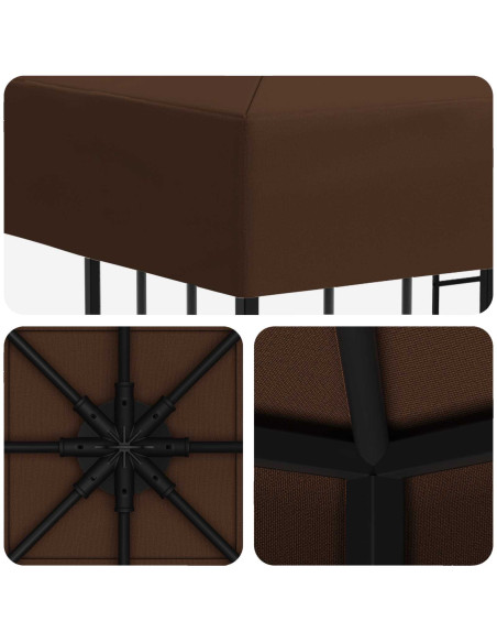 Gazebo 3 x 3 m Marrone Poliestere e Acciaio 190 gsm