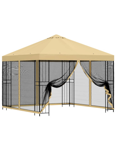 Gazebo da giardino con pareti laterali 3 x 3 m Crema