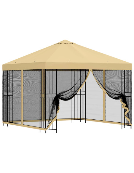 Gazebo da giardino con pareti laterali 3 x 3 m Crema