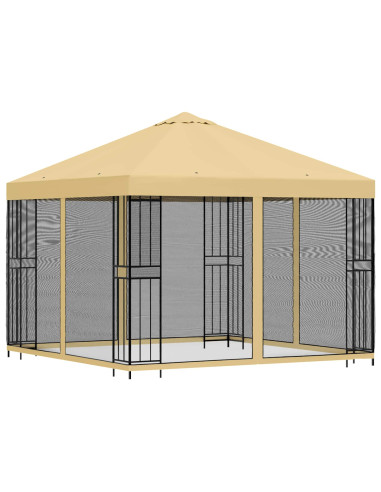 Gazebo da giardino con pareti laterali 3 x 3 m Crema