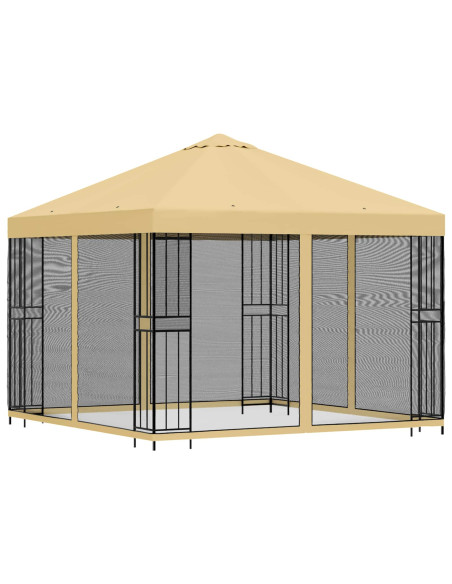 Gazebo da giardino con pareti laterali 3 x 3 m Crema