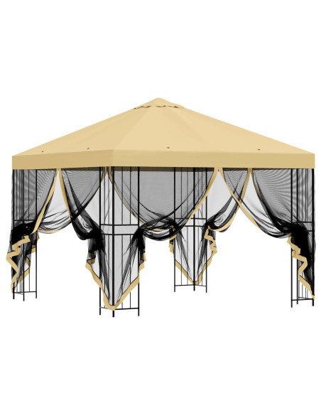 Gazebo da giardino con pareti laterali 3 x 3 m Crema