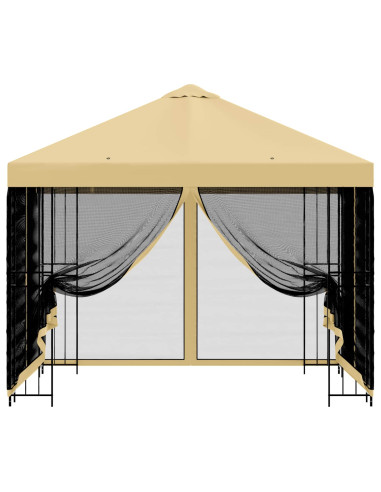 Gazebo da giardino con pareti laterali 3 x 3 m Crema