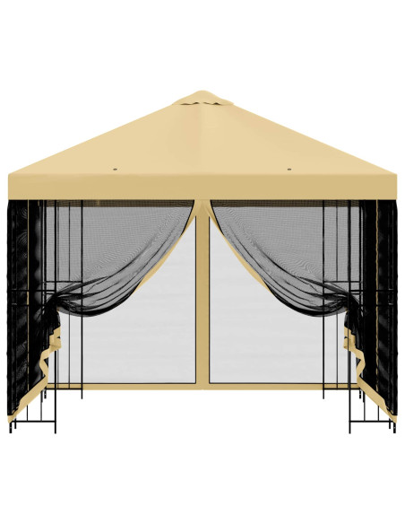 Gazebo da giardino con pareti laterali 3 x 3 m Crema