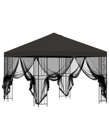 Gazebo da giardino con pareti laterali 3 x 3 m Antracite