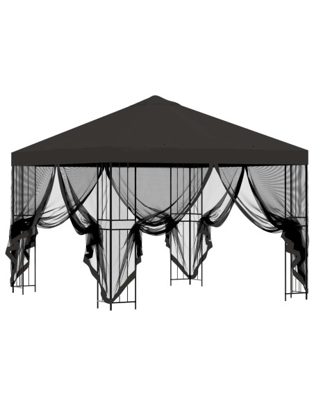 Gazebo da giardino con pareti laterali 3 x 3 m Antracite