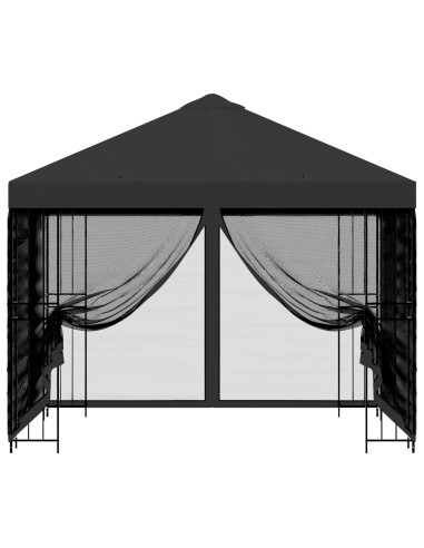 Gazebo da giardino con pareti laterali 3 x 3 m Antracite